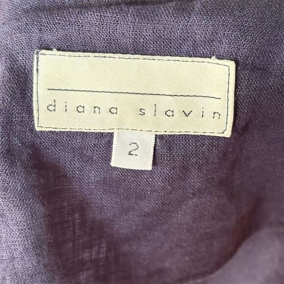 Diana Slavin Blue Short Sleeve Button-Up Shirt Size 2 Semi Sheer Linen Oversized - Picture 7 of 7